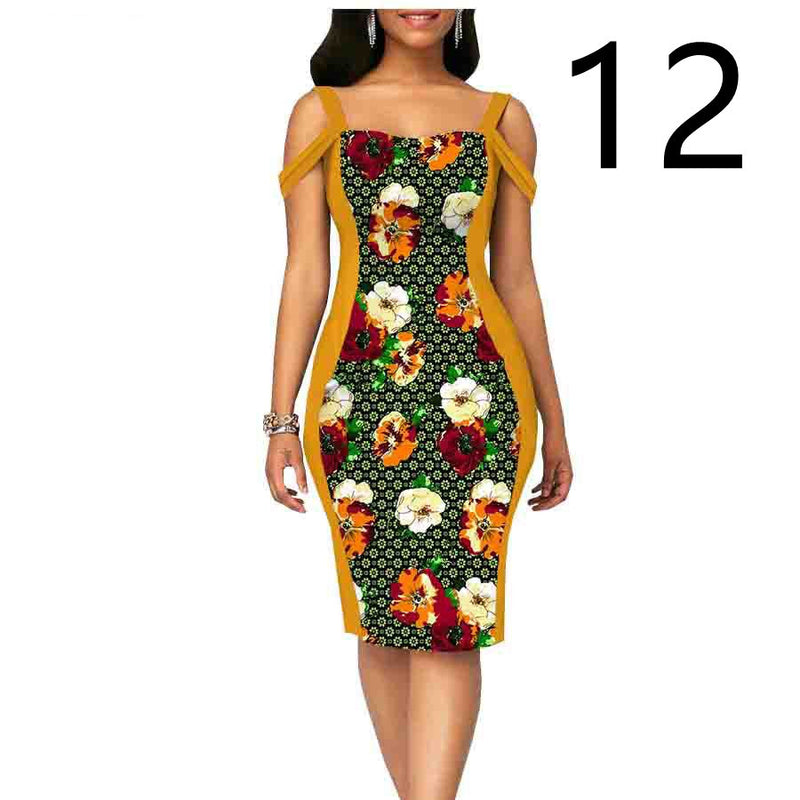 African Print Dress Women's Casual Tight Evening Gown