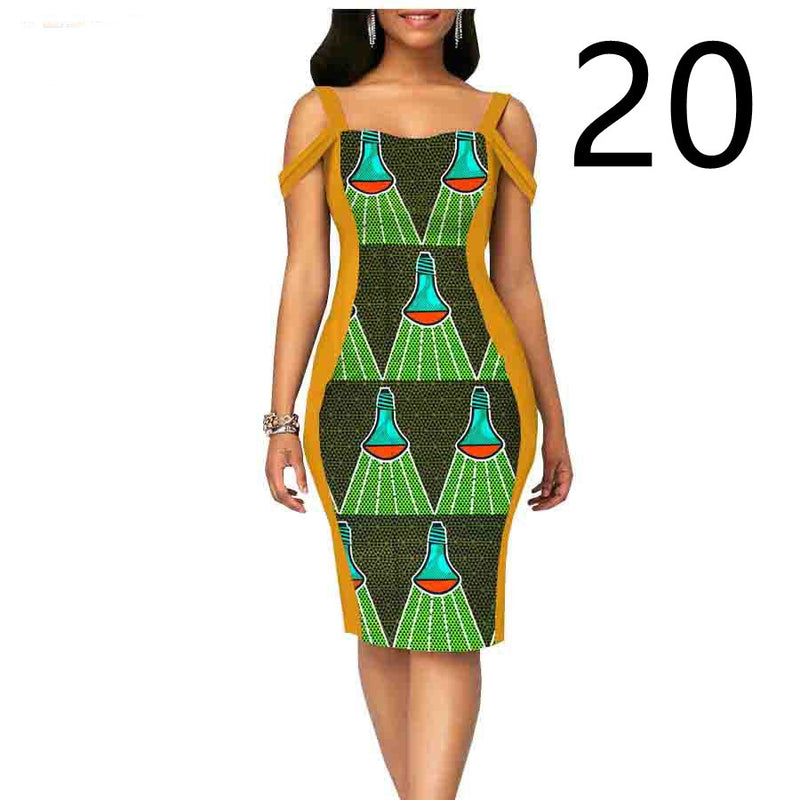 African Print Dress Women's Casual Tight Evening Gown