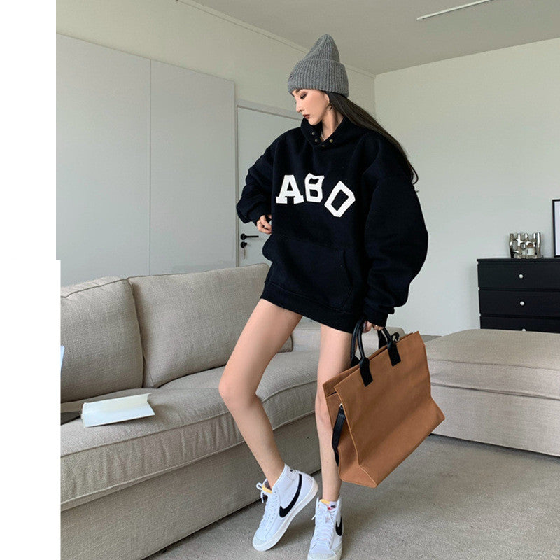 Casual Women's Loose Printed Hooded Sweatshirt