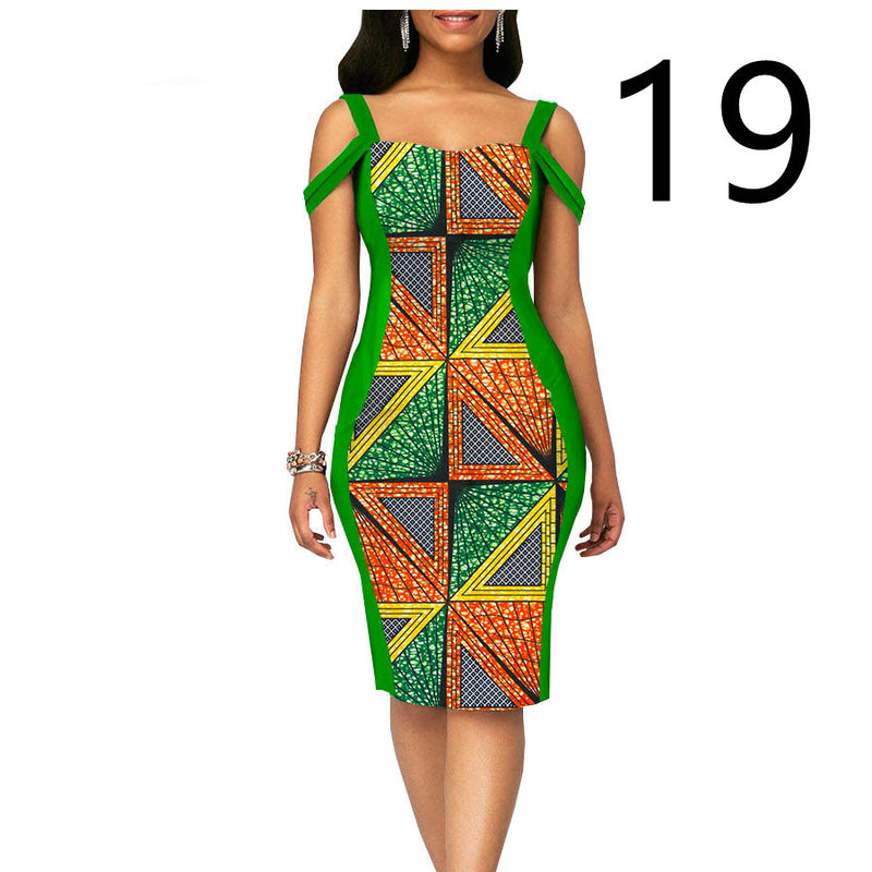 African Print Dress Women's Casual Tight Evening Gown