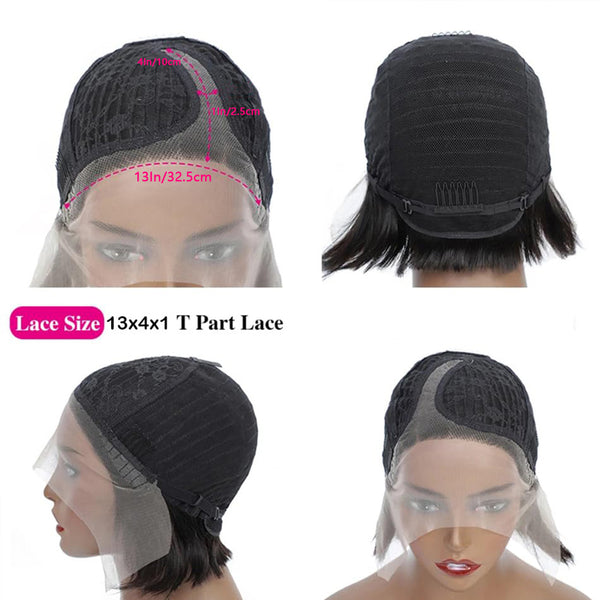 Human Hair Lace Bob Non-toxic Wig-pre-drawn, 13X4X1 Lace,  Short Straight, T-part Lace Front Short Wig, Suitable For The Whole Scene.