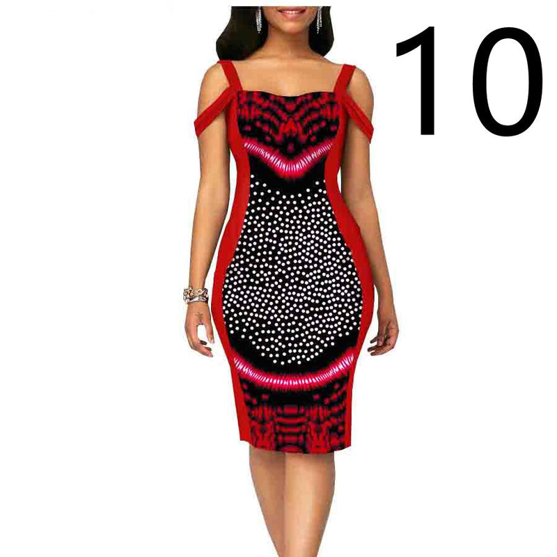 African Print Dress Women's Casual Tight Evening Gown