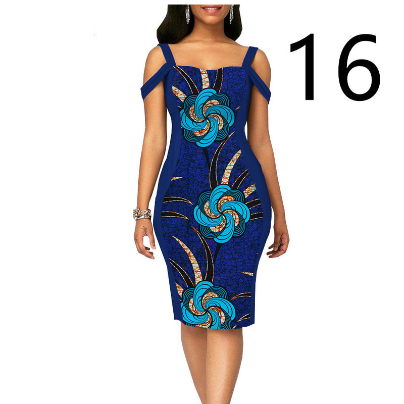 African Print Dress Women's Casual Tight Evening Gown