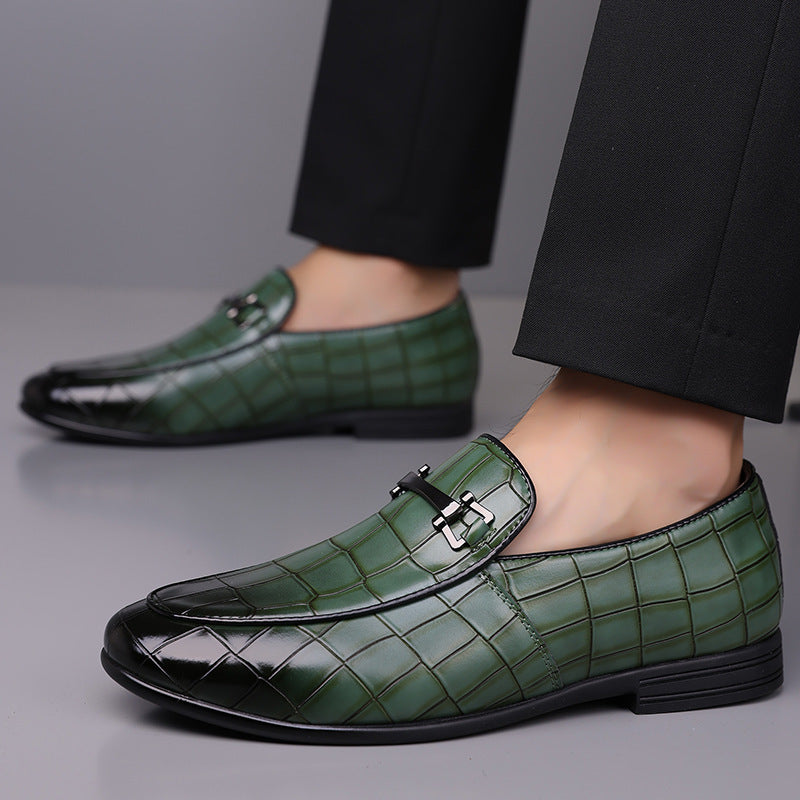Men's Plaid Light Luxury Plus Size Rubber Sole Lightweight Leather Shoes