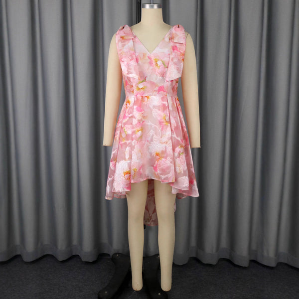 V-neck Skirt A- Hem Dovetail Evening Gown