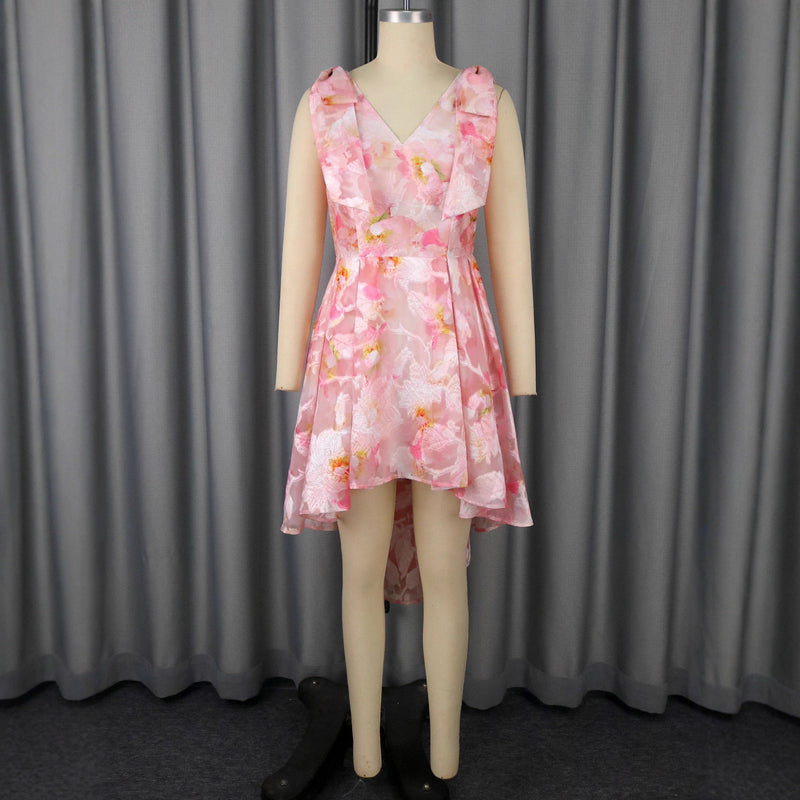 V-neck Skirt A- Hem Dovetail Evening Gown