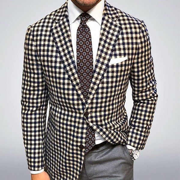 Popular Suit Jacket Plaid Casual Men's Top