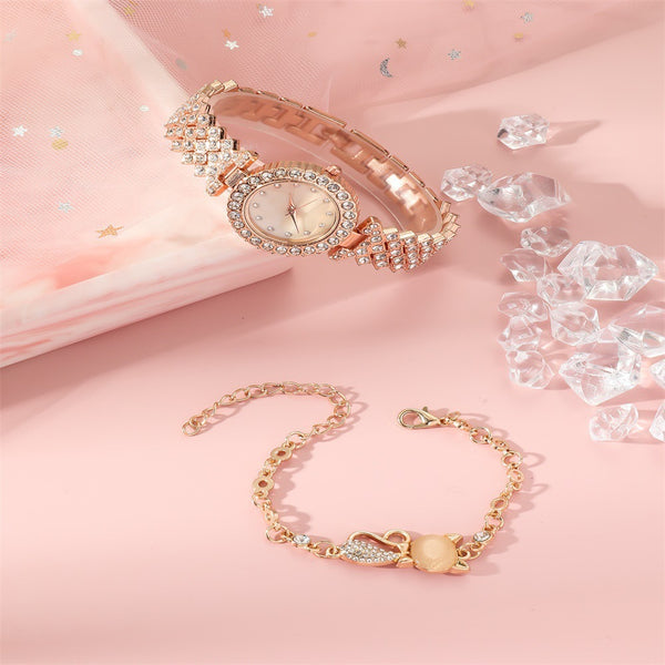 Round Diamond Bracelet Watch Luxury Fashion Gift Box