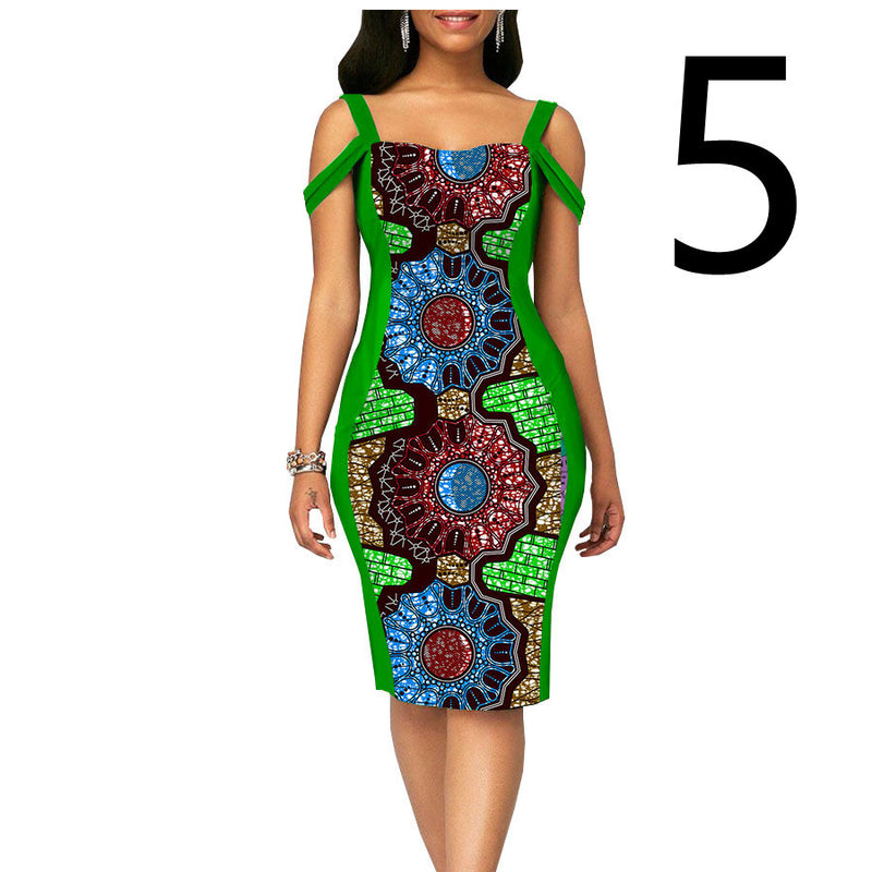 African Print Dress Women's Casual Tight Evening Gown