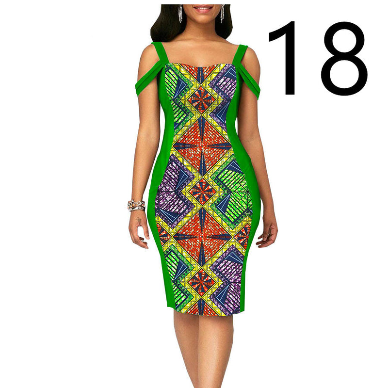 African Print Dress Women's Casual Tight Evening Gown