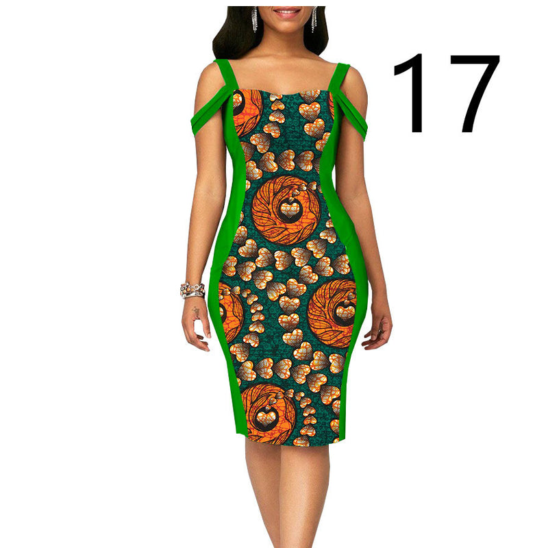 African Print Dress Women's Casual Tight Evening Gown