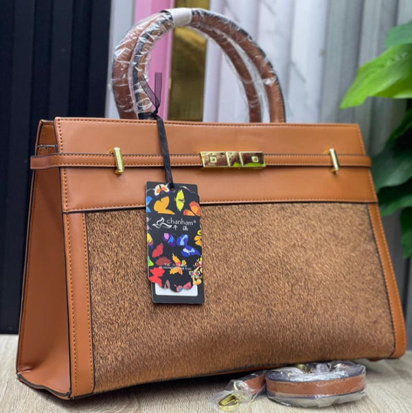 Vast Luxury 36cm Premium Structured Leather Handbag, Elegant Green Tote with Gold Hardware