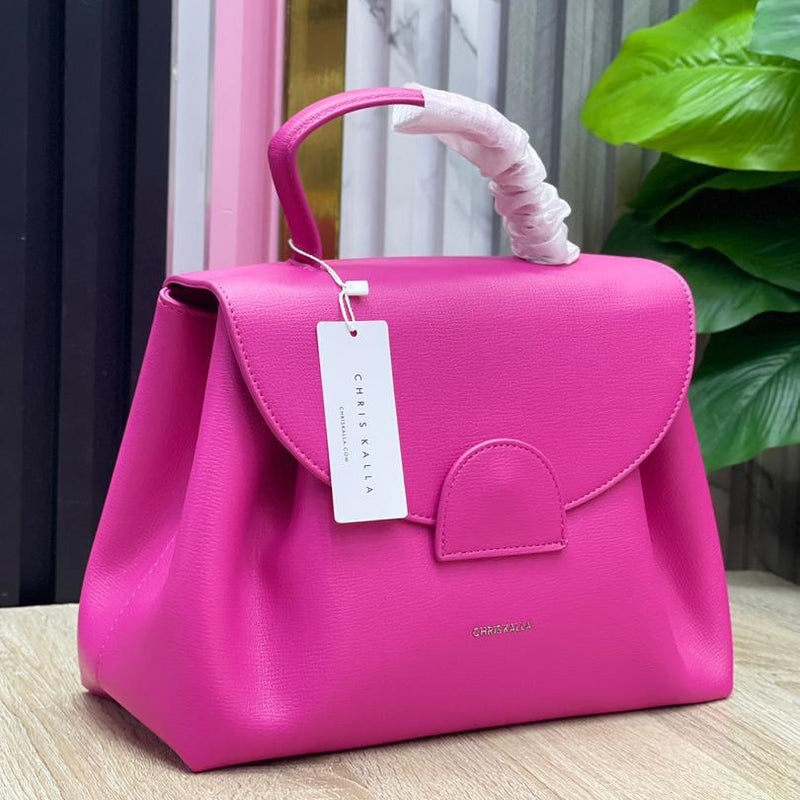 ChrisKalla Premium Taupe Structured Leather Handbag | Elegant Minimalist Tote for Everyday & Office Use