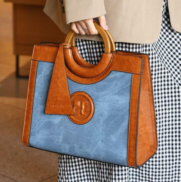 Pedra 2-Piece Luxury Handbag Set for Women | Premium Leather Tote & Stylish Shoulder Bag (Brown, Blue, Green)