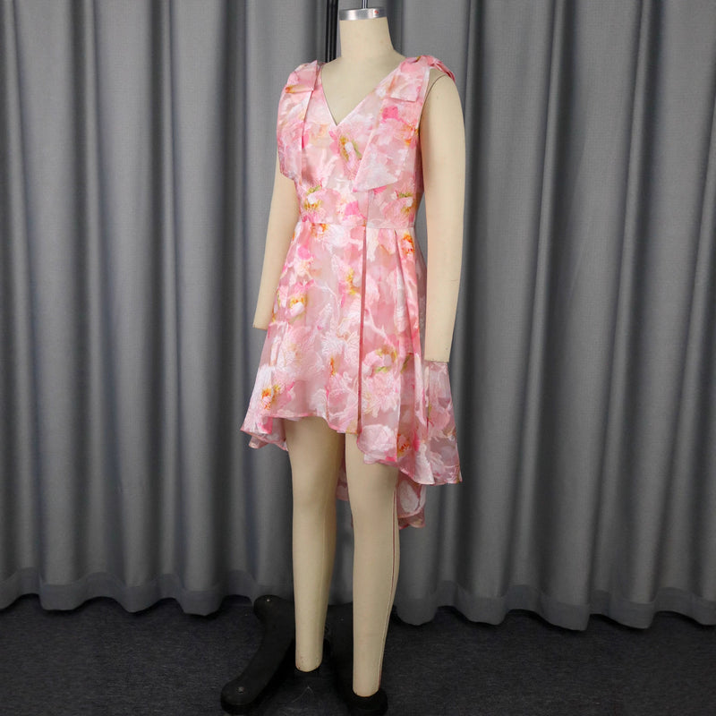 V-neck Skirt A- Hem Dovetail Evening Gown