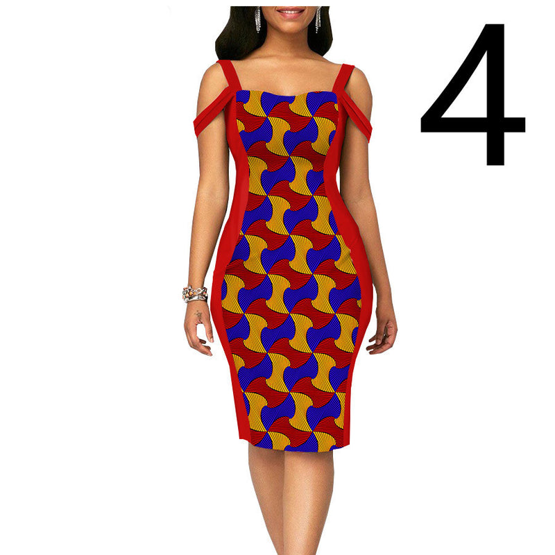 African Print Dress Women's Casual Tight Evening Gown