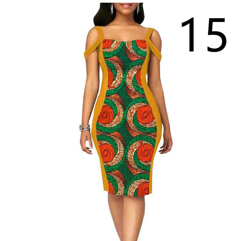 African Print Dress Women's Casual Tight Evening Gown