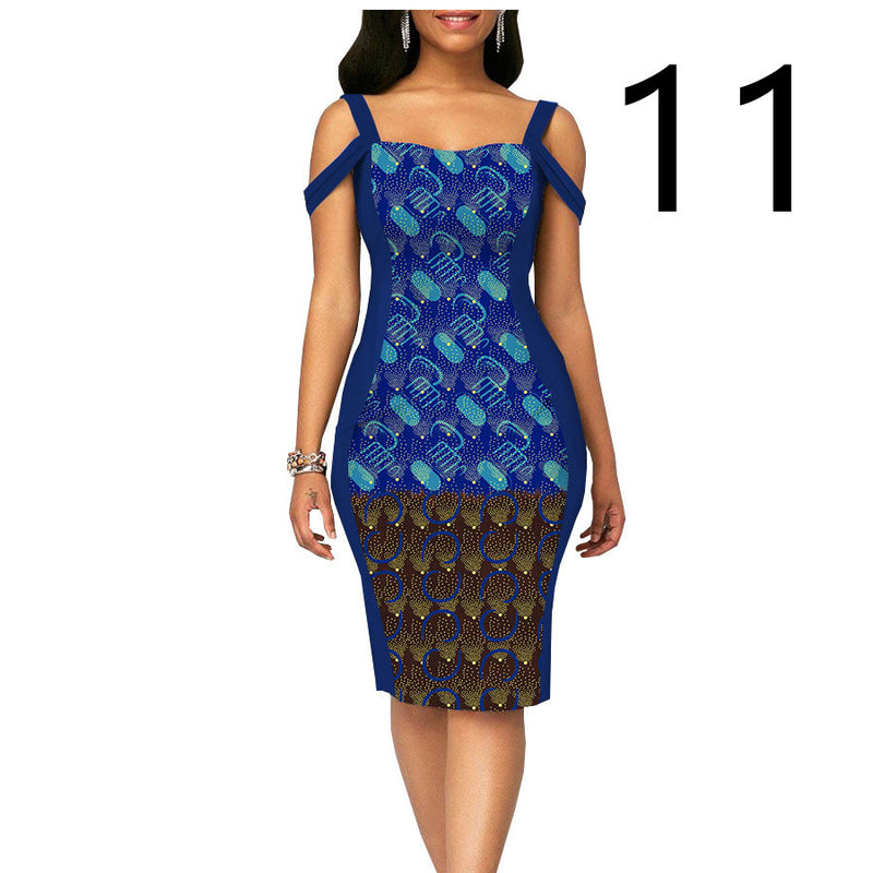 African Print Dress Women's Casual Tight Evening Gown