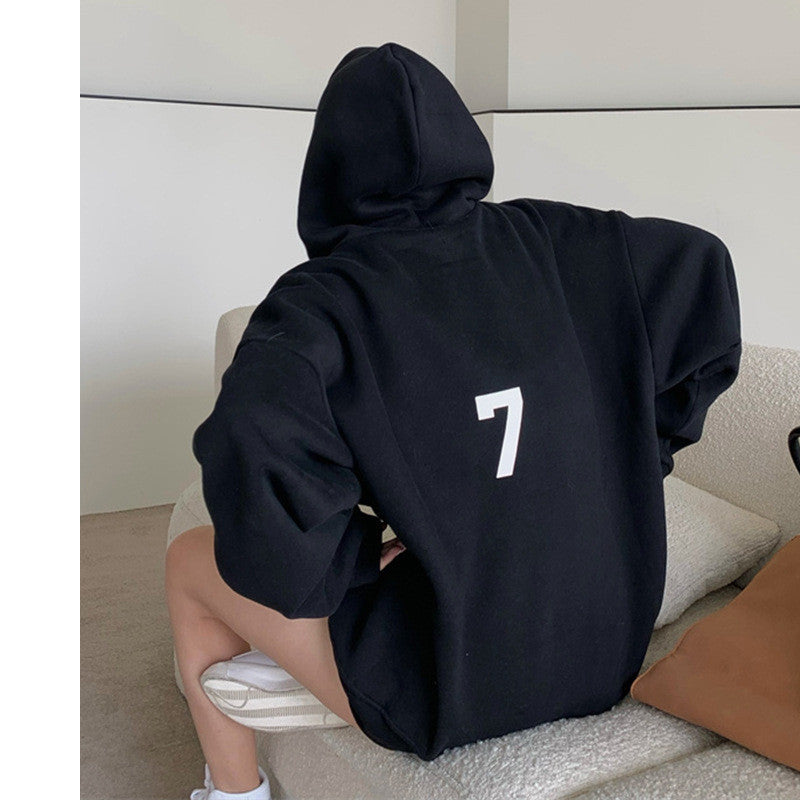 Casual Women's Loose Printed Hooded Sweatshirt