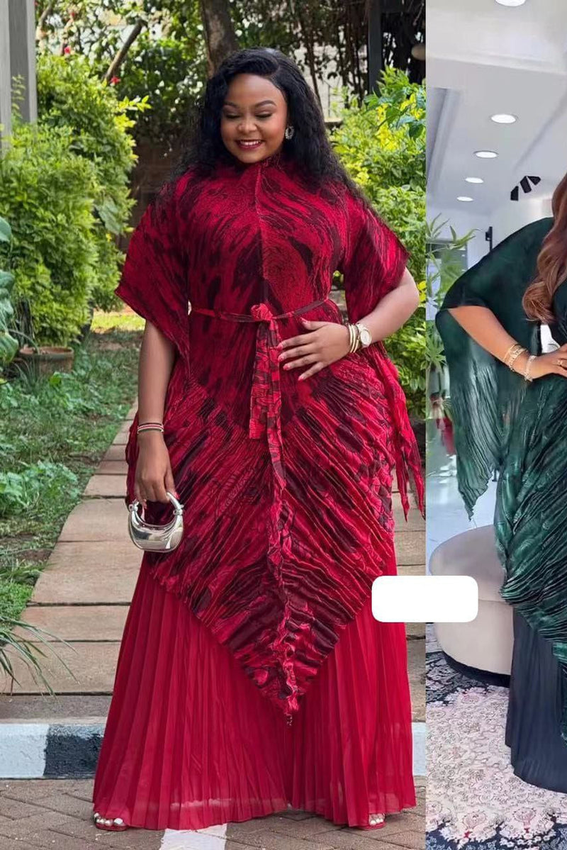 Premium Crushed Velvet Kaftan Gown With Pleated Bottom Free Size